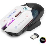 Skygo Krm W19 Kablosuz Mouse Dual Mod 10000 Dpi 7 Tuş Makro 1000 Hz Rgb - Siyah Beyaz Krm - Çok Renkli