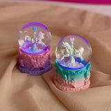 Skygo Mini Boy Işıklı Unicorn Kar Küresi Kaliteli Cam Malzemeden Üretilmiş 7 x 4 cm - Çok Renkli