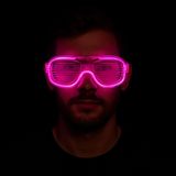 Skygo Pembe Led Işıklı Parti Gözlüğü - Neon Glow Şerit Gözlük 3 Modlu