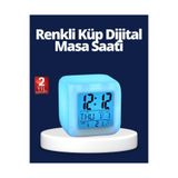 Skygo Renk Değiştiren LED Alarmlı Dijital Küp Masa Saati