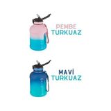 Skygo Revify 1700ML Çift Renk Pipetli Taşıma Askılı Kulplu Softtouch Motivasyon Su Matarası SM-3067-PEMBETURKUAZ - Option-1 - 0 - Siyah