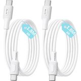 Skygo Revify 2 Adet x 180CM (6ft) Type C-C Kablo Seti, Kaymaz Tutamaç, 60WATT Pd Hızlı Şarj, iPhone 15/16/17 ve Andoid Için, Beyaz, Remorax Coral (2 Ad x 1.8mt Beyaz) - 1 GB - 00-Siyah - Beyaz - Option-1
