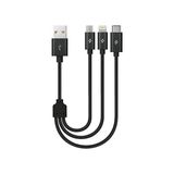 Skygo Revify Alumicable Mini Trio Lightning Micro USB 30CM Şarj Kablosu, Siyah - 1 GB - 00-Siyah - Beyaz - Option-1