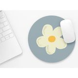 Skygo Revify Mavi Zemin Papatya - Yuvarlak Mouse Pad, 19,50 cm - Option-1 - 00-Siyah - Beyaz