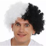 Skygo Siyah Beyaz Kıvırcık Afro Bonus Peruk Taraftar Bonus Saç