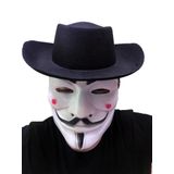 Skygo Siyah Renkli Delikli Çocuk Boy Vendetta Şapkası ve Vendetta Maskesi