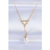 Skygo TJ-BKO8731 316L Çelik Zincir Gold Renk İnci Taş Detay Kalp Kolye