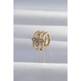 Skygo TJ-BKP9331 Pirinç Gold Renk Yonca Earcuff Küpe