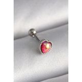 Skygo TJ-PR1267 316L Çelik Gümüş Renk Kırmızı Mineli Kalp Tragus Piercing