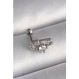Skygo TJ-PR1275 316L Çelik Gümüş Renk Zirkon Taşlı Toplu İğne Tragus Piercing