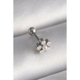 Skygo TJ-PR1283 316L Çelik Gümüş Renk Zirkon Taşlı Çiçek Model Tragus Piercing