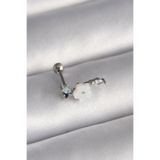 Skygo TJ-PR1357 316L Çelik Gümüş Renk Zirkon Taş Detay Beyaz Çiçek Model Tragus Piercing