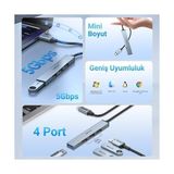 Skygo Type-C 5gbps 4 Portlu Usb-A 3.0 Çoklayıcı Dönüştürücü Hub - 1 GB - 00-Siyah - Beyaz - Option-1
