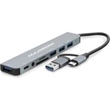 Skygo USB 3.0 & Type-C Combo Hub Audio Kart Okuyucu 8 Port - Gri HDX7828