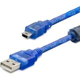 Skygo USB Mini V3/5pin To USB Kablo 1.5 M - Şeffaf Mavi HDX5065