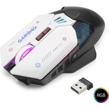 Skygo W19 Kablosuz Gaming Mouse Dual Mod 10000 Dpi 7 Tuş Makro 1000 Hz Rgb - Siyah Beyaz - Çok Renkli