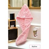 Skyline Saç Kurutma Bonesi-Saç Kurutma Havlusu L Düğmeli L - Açık - Pembe - 25 x 65 cm