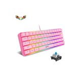 SKYLOONG Q60 Blue Switch Mini Rgb Oyun Klavyesi Gaming Mekanik 62 Tuşlu 18 Rgb Led Usb Tip-c Kablosu Pembe1