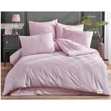Skyrose 1 cm Çizgili Saten Nevresim Takımı Çift Kişilik Skyrosevipcollection - 220 x 240 cm - Pudra
