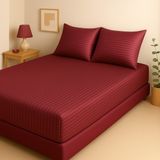 Skyrose Saten Lastikli Çarşaf Seti Premium Koleksiyon Battal Boy- Çift Kişilik-Tek Kişilik Seçiniz - Bordo - 180X200