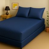 Skyrose Saten Lastikli Çarşaf Seti Premium Koleksiyon Battal Boy- Çift Kişilik-Tek Kişilik Seçiniz - Lacivert - 180X200