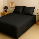 Skyrose Saten Lastikli Çarşaf Seti Premium Koleksiyon Battal Boy- Çift Kişilik-Tek Kişilik Seçiniz - Siyah - 180X200