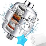 SKYWEE PROFESSIONAL PRODUCTS Sert Su için C Vitamini İçeren 20 Kademeli Duş Filtresi - Klor, Ağır Metal Çıkarmak için Değiştirilebilir Çok Kademeli Filtre Kartuşlu Su Yumuşatıcı Duş Başlığı Filtresi