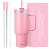 Skywerc 40 oz Saplı ve Pipetli Bardak, 2 Kapak (2'si 1 Arada ve Sızdırmaz Kapak) - Vakum Yalıtımlı Paslanmaz Çelik Bardak - Çift Duvar Su Şişesi Seyahat Kahve Kupası - Kadın Erkek için Tatil Hediyeleri -