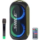 SL-2019A El Mikrofonlu-2 Mik Giriş -2 Gitar Girişli Kumandalı Usb/sd/bt/fm Işıklı Taşınabilir Şarjlı Seyyar Anfi