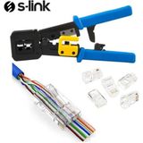 SL-830W Yeni Nesil Pense ve 100 Adet Cat6 RJ45 ve RJ11 Jak Seti - Seçenek 1 - Mercan