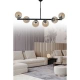 ŞL Şef Light Altina 6'li Siyah Modern Lüks Avize - Bal Cam