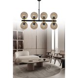 ŞL Şef Light Lagos 8'li Siyah Modern Lüks Avize - Bal Cam