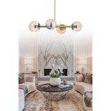 ŞL Şef Light Luxury Modern Tasarım Eskitme 4'lü Bal Glop Camlı Avize - Bal Cam