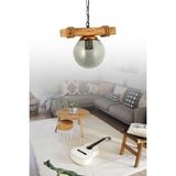 ŞL Şef Light Otantik Ahşap Tekli Füme Glop Camlı Avize