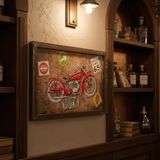 SL65 Route 66 Kırmızı Motosiklet Metal Kabartmalı Tablo Retro Garaj Bar Ofis Duvar Dekoru 58x38 cm