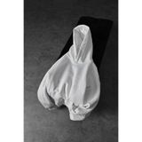 Slatra Erkek Beyaz Kabartma Baskı Kapüşonlu Oversize Sweatshirt