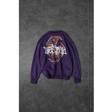 Slatra Erkek Mor Desire Yıkamalı Bisiklet Yaka Oversize Sweatshirt