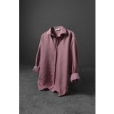 Slatra Erkek Pembe Oversize Sofia İnce Keten Gömlek