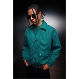 Slatra Erkek Yeşili Oversize Cepli Gabardin Ceket