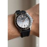 Slazenger 42MM Çelik Kasalı Erkek Kol Saati | Siyah Silikon Kordon, Takvimli, 5 Atm - Siyah - Gümüş
