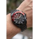 Slazenger 44MM Siyah Erkek Kol Saati | Siyah Çelik Kordon, Multifonksiyon, Mineral Cam, 5 Atm