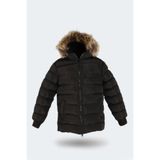 Slazenger CALISTO NEW Çocuk Kapüşonlu Şişme Siyah Mont & Kaban