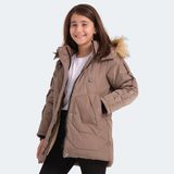 Slazenger CAMRON Unisex Çocuk Kapüşonlu Şişme Bej Mont & Kaban - 7 - 8 Yaş