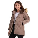 Slazenger CAMRON Unisex Çocuk Kapüşonlu Şişme Bej Mont & Kaban