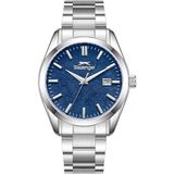 Slazenger Erkek Analog Takvimli, 42 mm Çelik Kasa, Çelik Kordon Lacivert Kadran Kol Saati - Çok Renkli