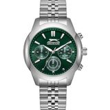 Slazenger Erkek Kol Saati 40 mm Metal Kordon Yeşil Kadran 10 Atm - Gümüş