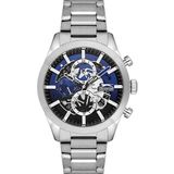 Slazenger Erkek Kol Saati – 43 Mm, Gümüş Metal Kordon, Mavi & Siyah Kadran, 10 Atm