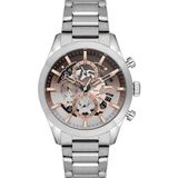 Slazenger Erkek Kol Saati – 43 Mm, IPS Kordon, Beyaz & Kahverengi Kadran, 10 Atm Mineral Cam - Gümüş