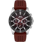 Slazenger Erkek Kol Saati 45 mm Bordo Silikon Kordon Bordo Kadran 5 Atm Mineral Cam