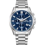 Slazenger Erkek Kol Saati Gümüş Çelik Kordon Lacivert Kadran 43MM Quartz Mekanizma Mineral Cam 10 Atm Su Geçirmez Paslanmaz Çelik - Gümüş - Lacivert